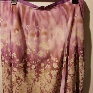 Purple Floral Mid-Length Skirt
